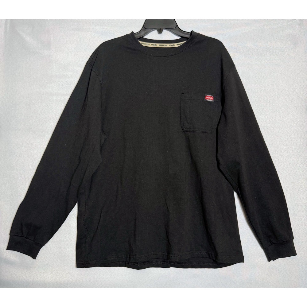 Wrangler Workwear Long Sleeve Pocket Tee Black XL (46-48) Heavyweight Cotton NWT